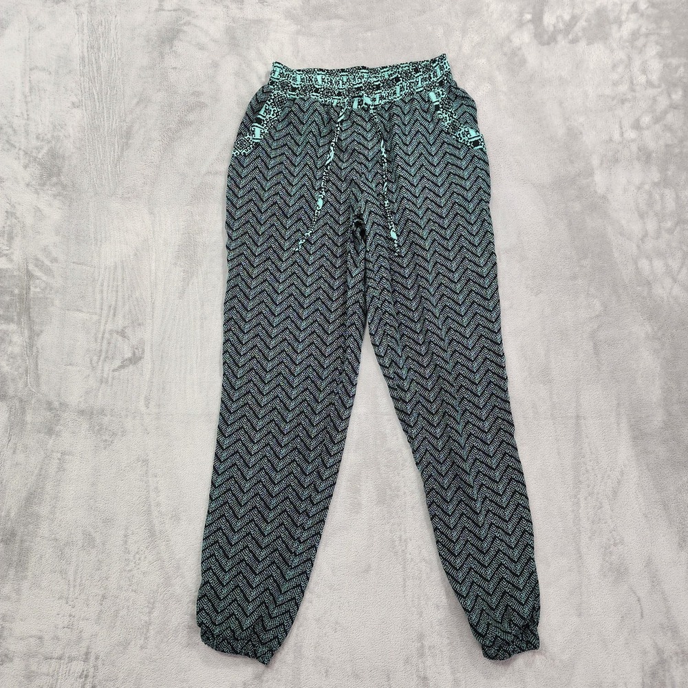 Maurices Pants Womens S Green Geometric Jogger Drawstring Pockets Lounge Casual